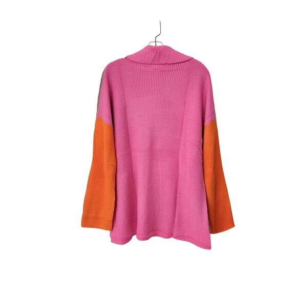 Zeagoo Women's Colorblock Knit Tunic Sweater Orange Pink Beige Size Medium - Picture 2 of 4